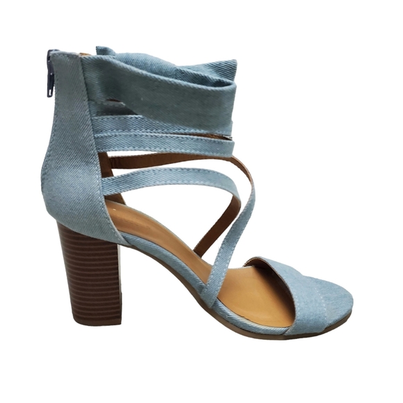 Charlotte Rusee Strappy Block Heels Chunky Retro Neutral Size 6 - Picture 5 of 10